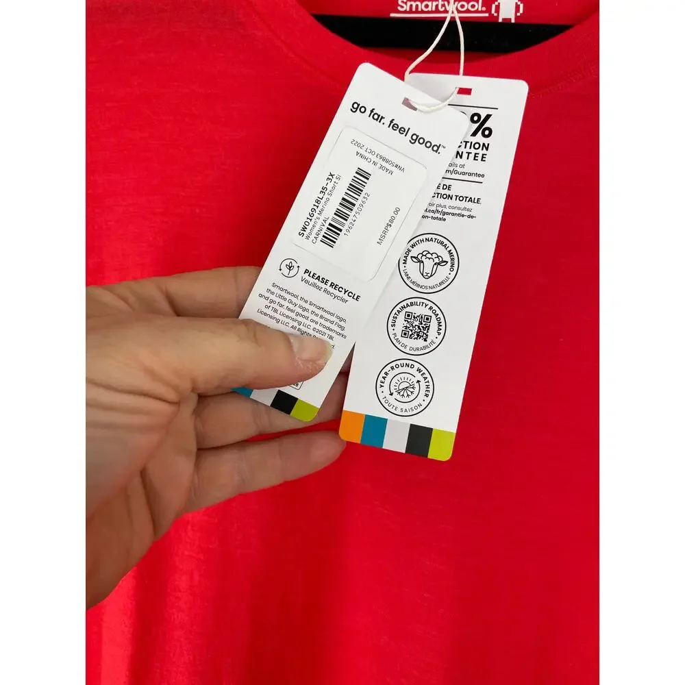 Smartwool Womens Merino Short Sleeve Tee Plus 3X Carnival Red NWT SW016918 - Picture 4 of 8
